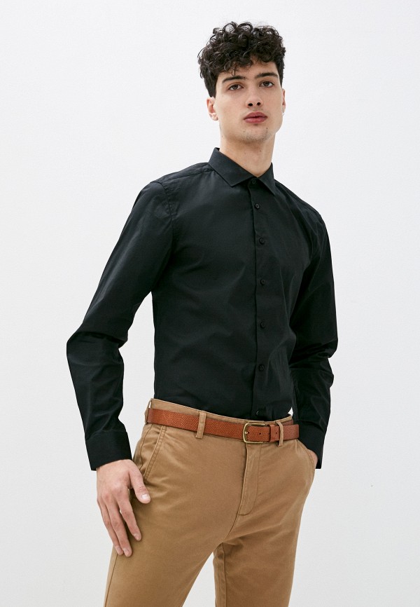 мужская рубашка с длинным рукавом boston, черная