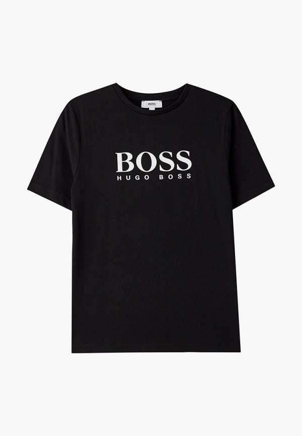 футболка с коротким рукавом boss для мальчика, черная