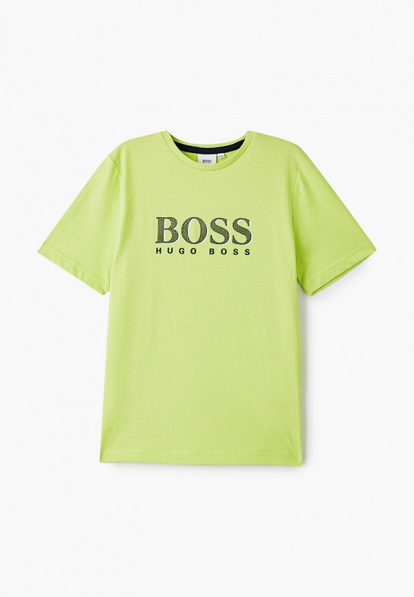 футболка с коротким рукавом boss для мальчика, зеленая