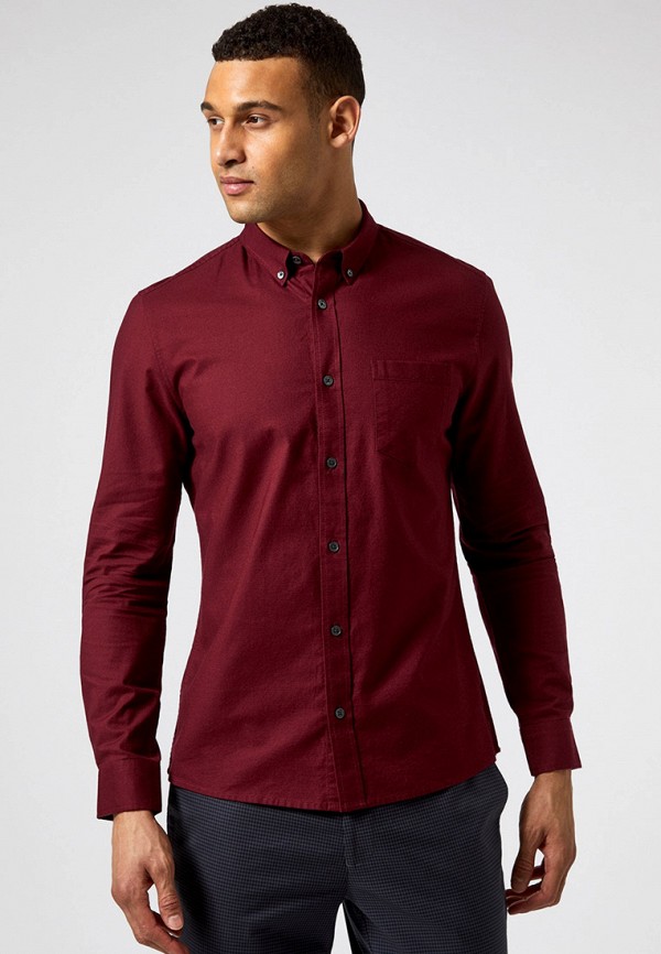 мужская рубашка с длинным рукавом burton menswear london, бордовая