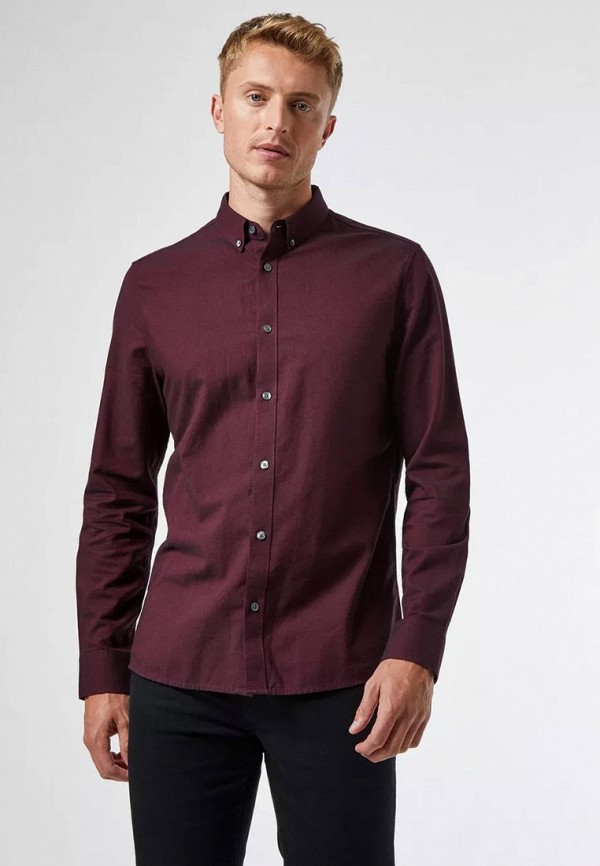 мужская рубашка с длинным рукавом burton menswear london, бордовая