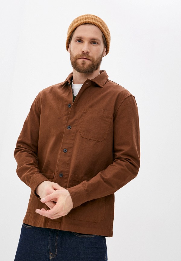 мужская рубашка с длинным рукавом burton menswear london, коричневая