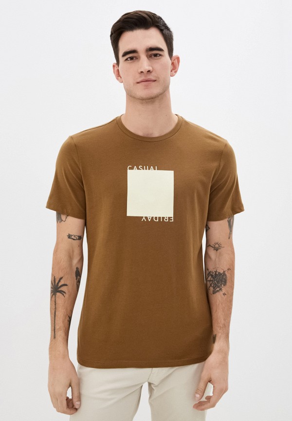 мужская футболка с коротким рукавом casual friday by blend, хаки