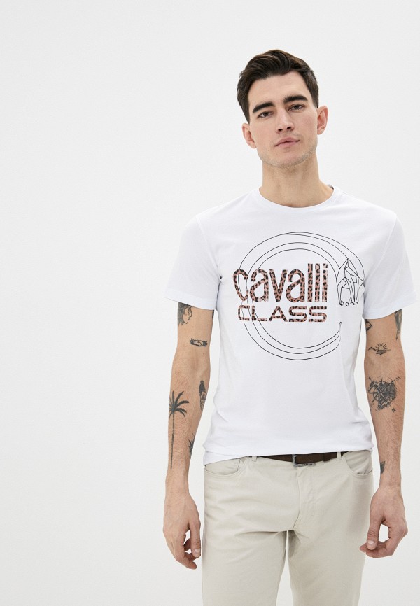 мужская футболка cavalli class, белая