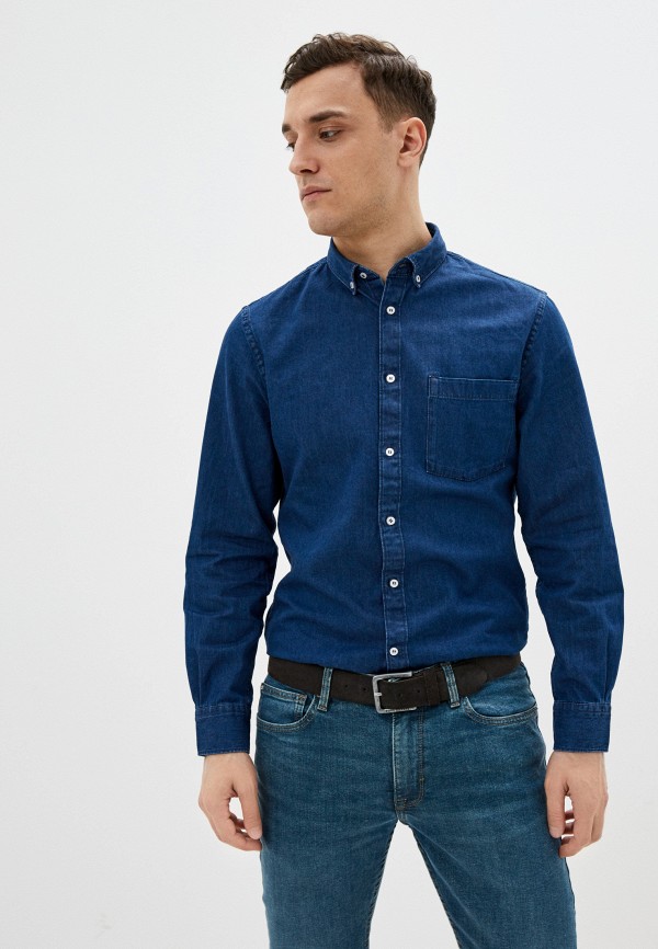 мужская джинсовые рубашка celio, синяя