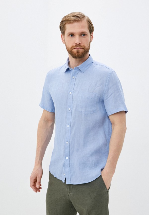 мужская рубашка с коротким рукавом celio, голубая