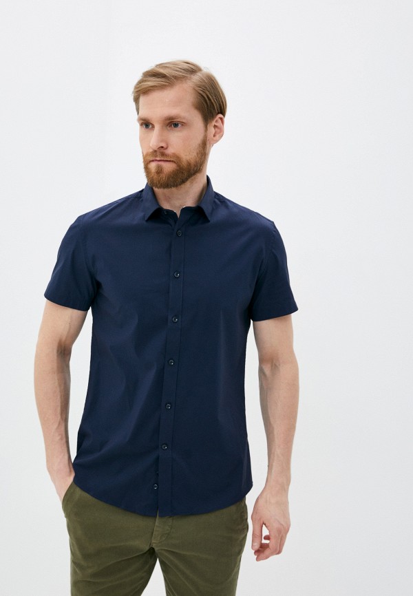 мужская рубашка с коротким рукавом celio, синяя