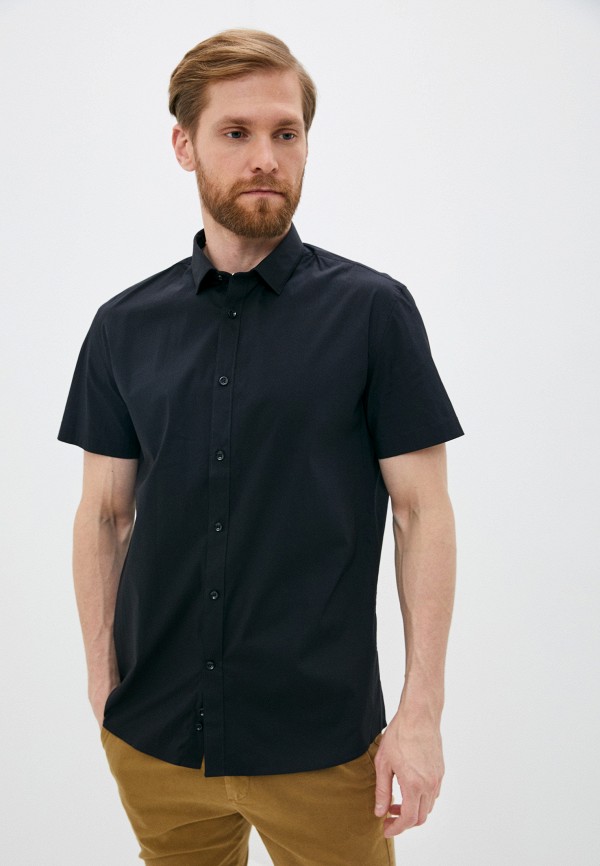 мужская рубашка с коротким рукавом celio, черная