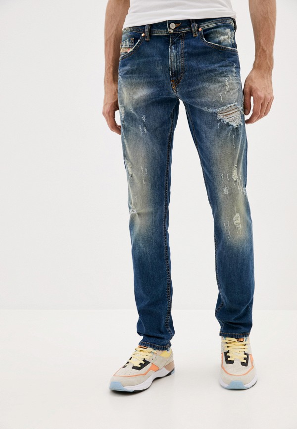 мужские зауженные джинсы diesel, синие
