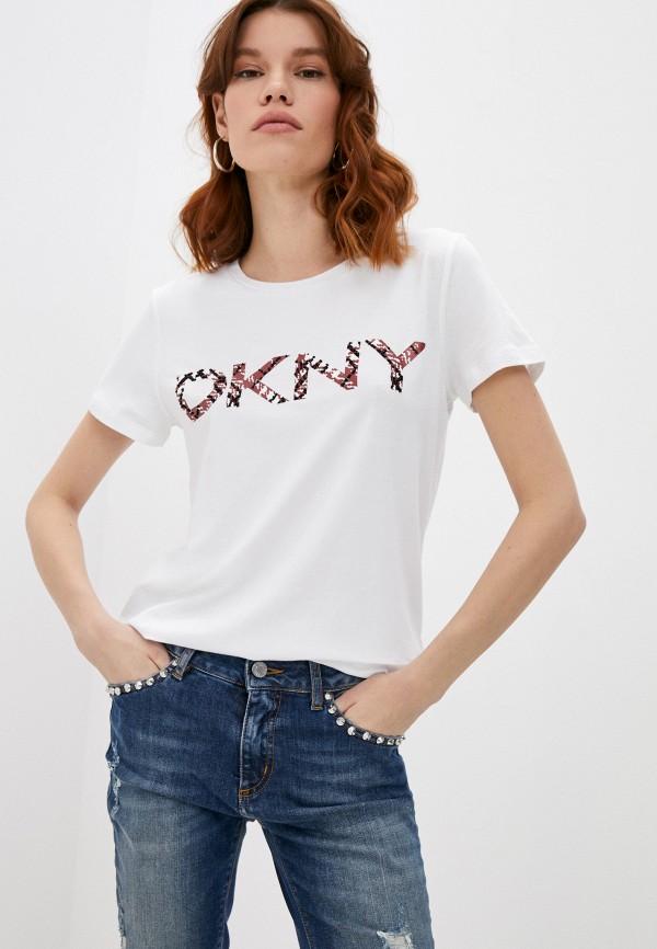 женская футболка dkny, белая