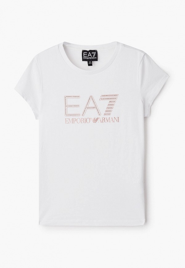 футболка ea7 для девочки, белая