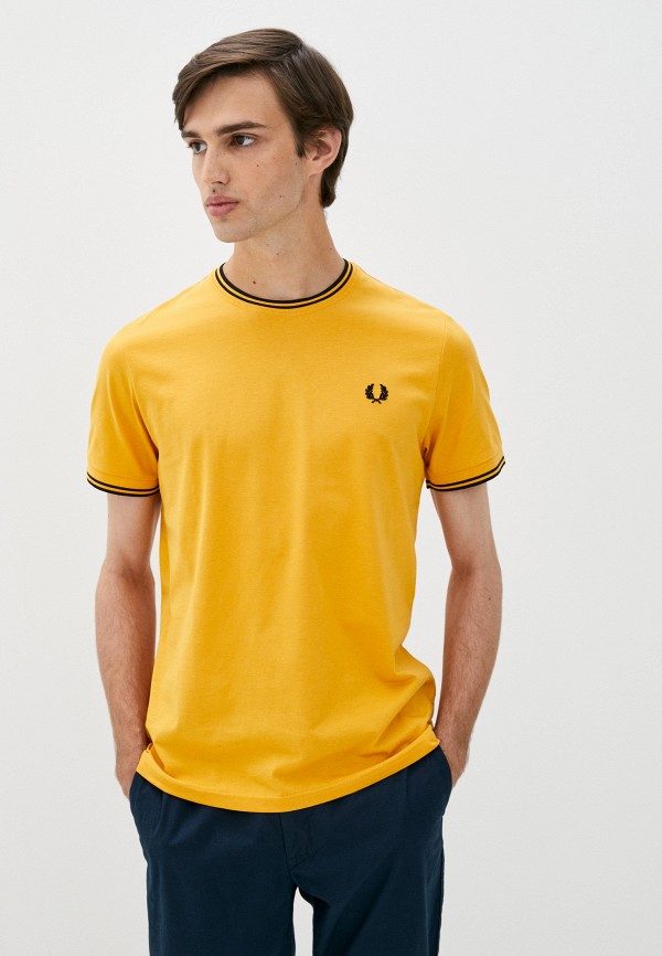 мужская футболка с коротким рукавом fred perry, желтая
