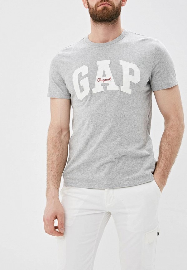 мужская футболка с коротким рукавом gap, серая