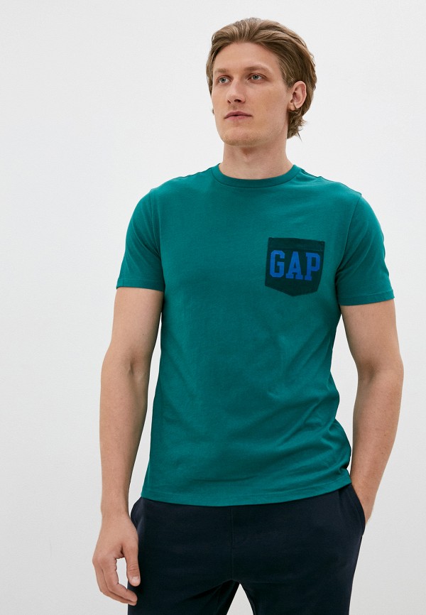 мужская футболка с коротким рукавом gap, зеленая