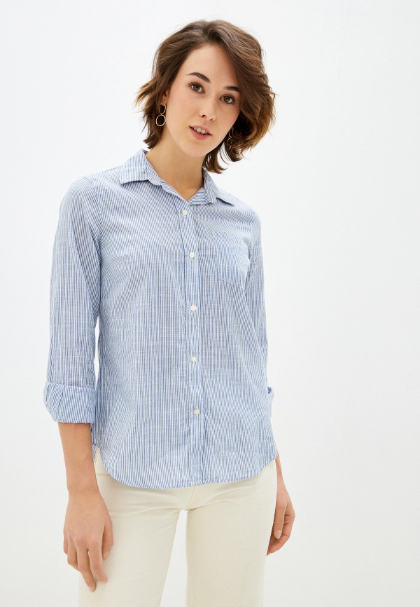 женская рубашка с длинным рукавом gap, голубая