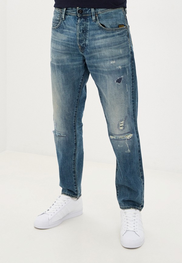 мужские зауженные джинсы g-star raw, синие