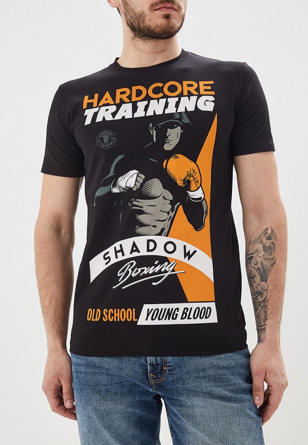 мужская спортивные футболка hardcore training, черная