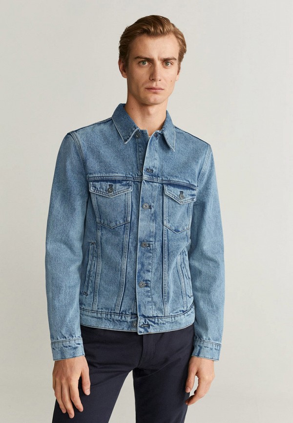мужская джинсовые куртка mango man, голубая