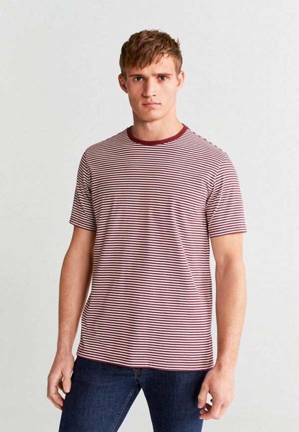 мужская футболка с коротким рукавом mango man, бордовая