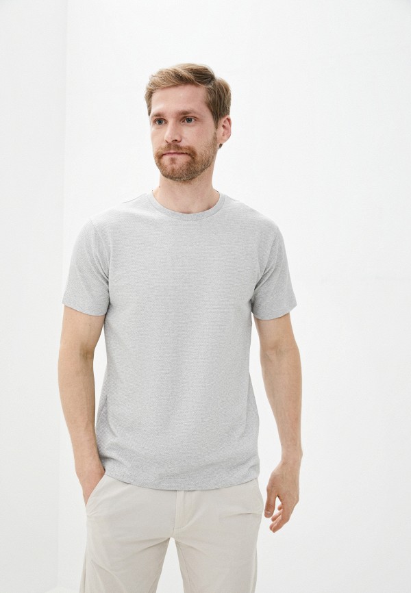 мужская рубашка с коротким рукавом mango man, серая