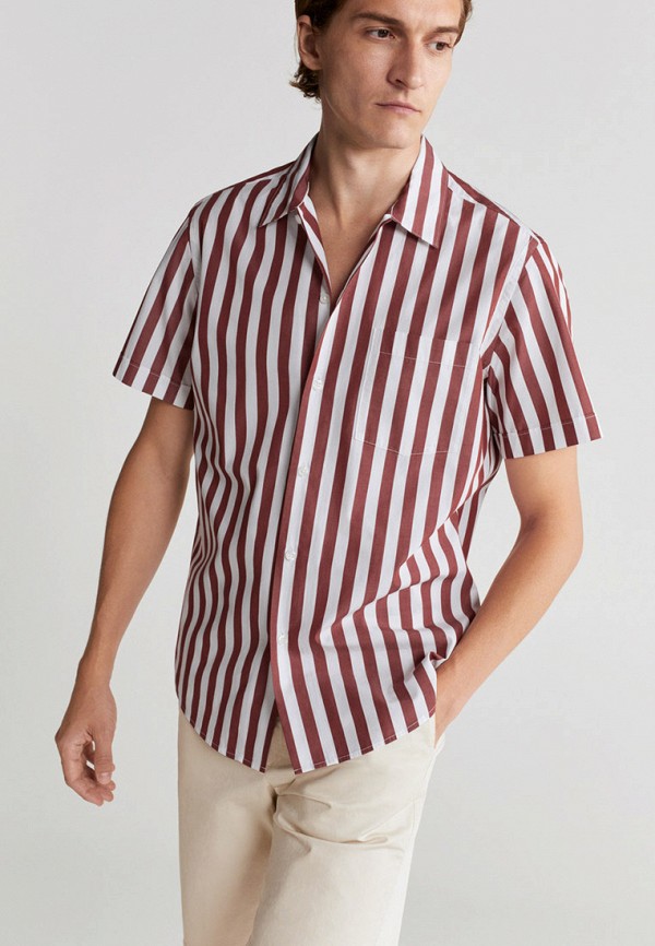 мужская рубашка с коротким рукавом mango man, красная