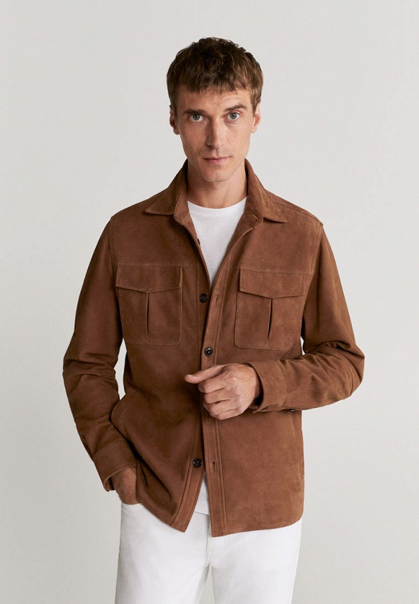 мужская куртка mango man, коричневая