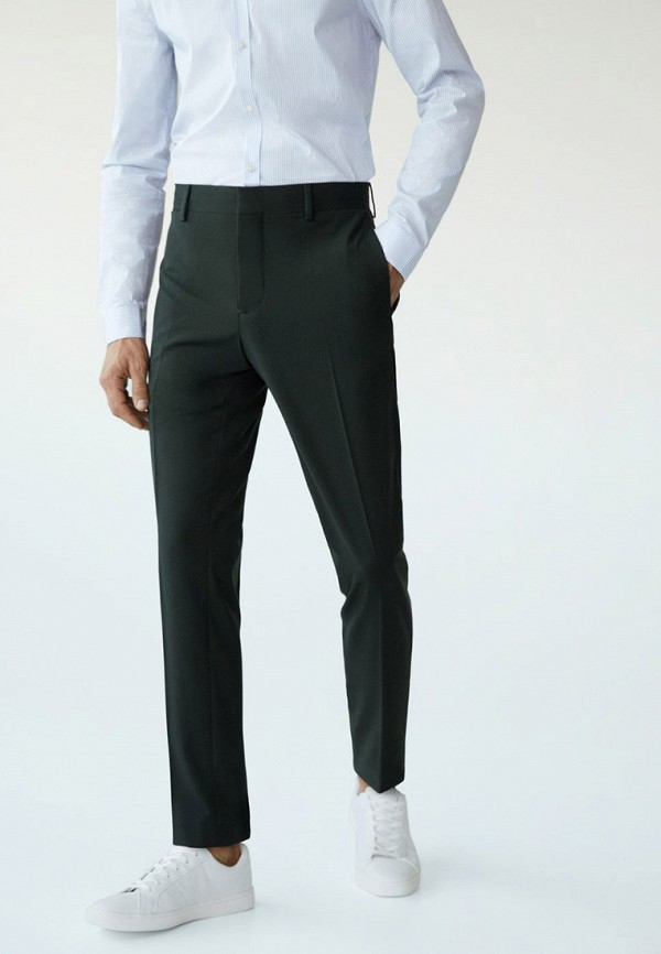 мужские классические брюки mango man, зеленые
