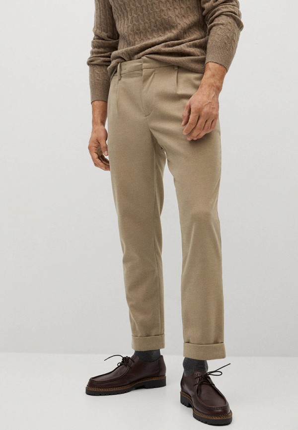 мужские прямые брюки mango man, бежевые