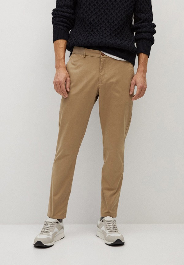 мужские повседневные брюки mango man, коричневые