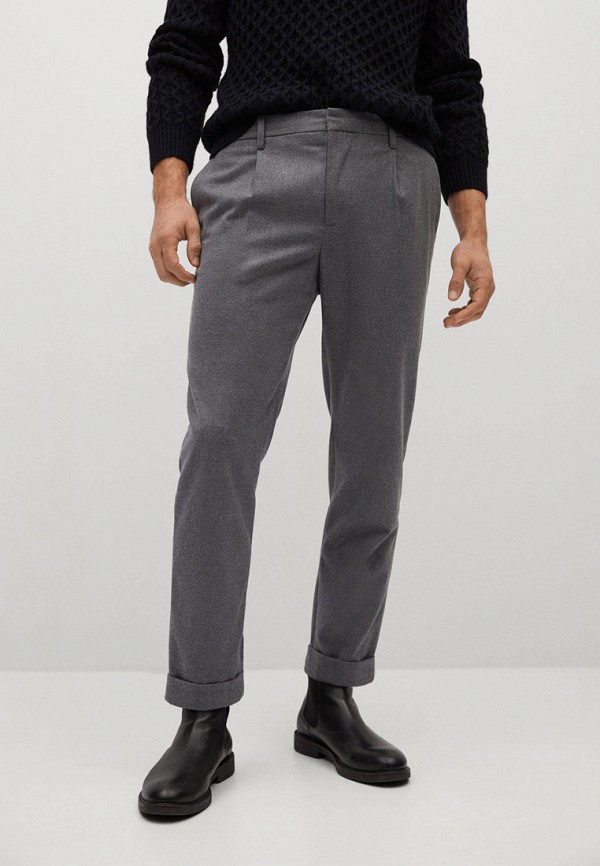 мужские прямые брюки mango man, серые