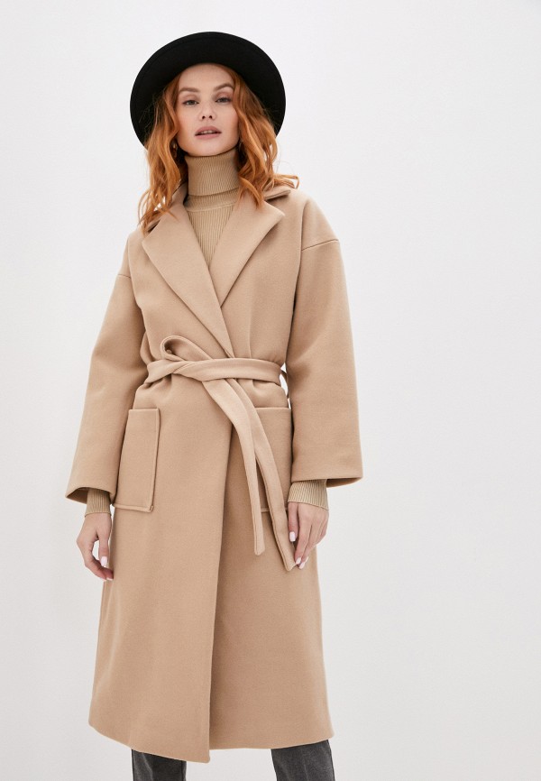 женское пальто ichi, коричневое