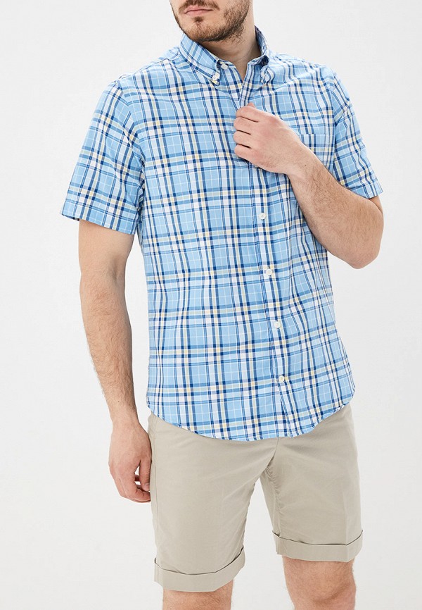 мужская рубашка с коротким рукавом izod, голубая