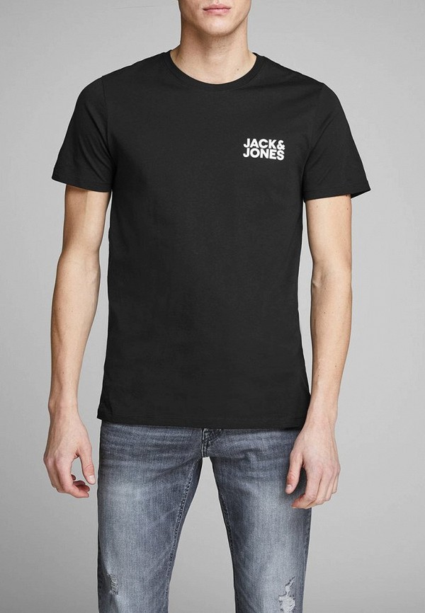 мужская футболка с коротким рукавом jack & jones, черная