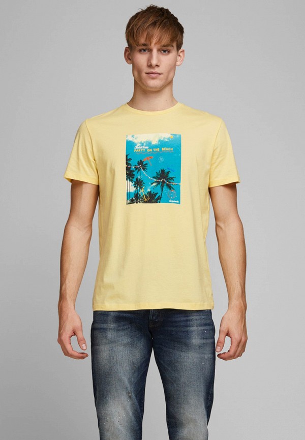 мужская футболка с коротким рукавом jack & jones, желтая