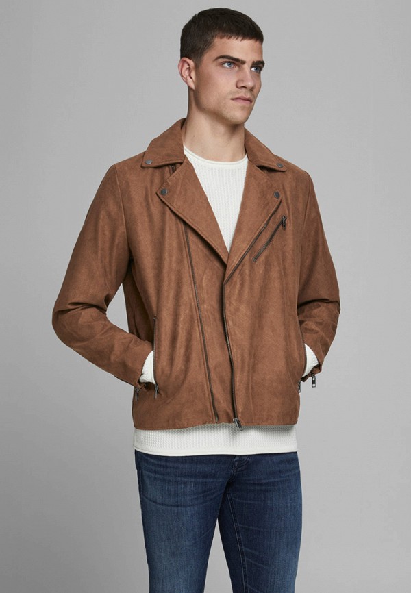 мужская куртка jack & jones, коричневая