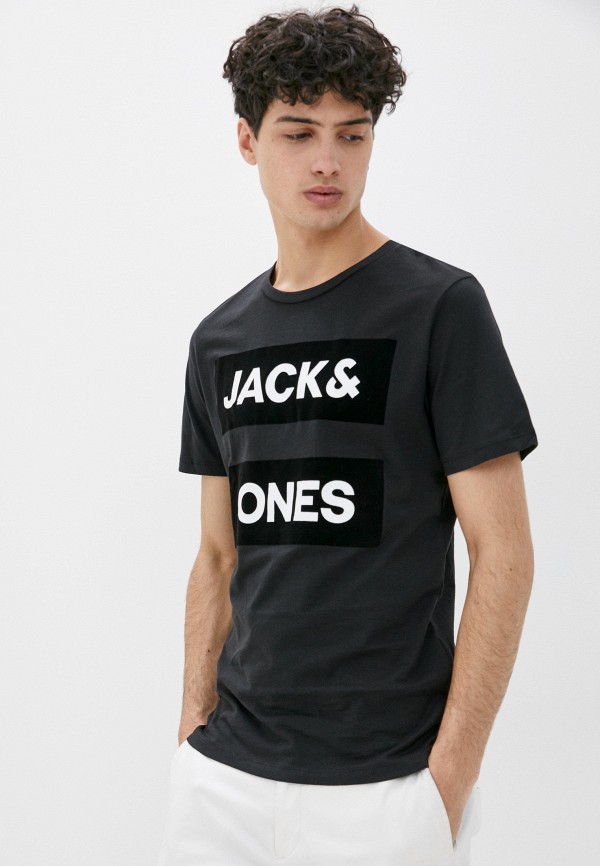 мужская футболка с коротким рукавом jack & jones, черная