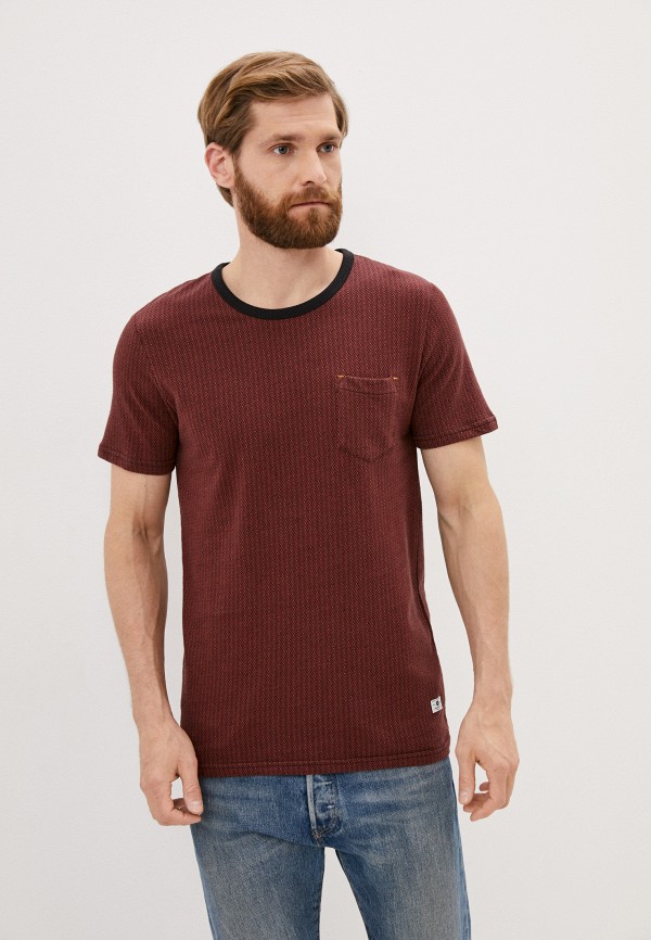 мужская футболка с коротким рукавом jack & jones, бордовая