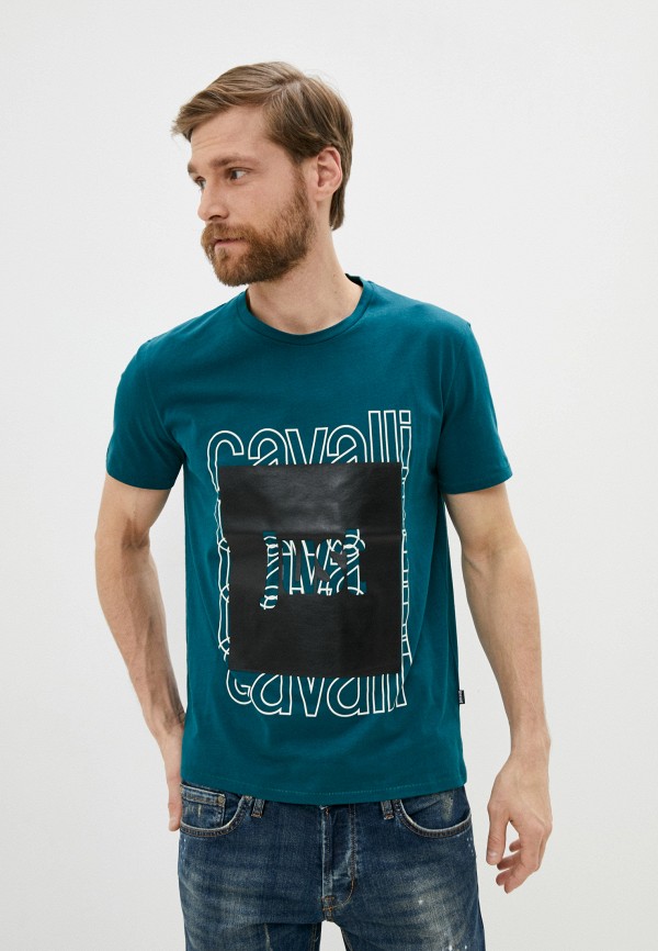 мужская футболка just cavalli, зеленая
