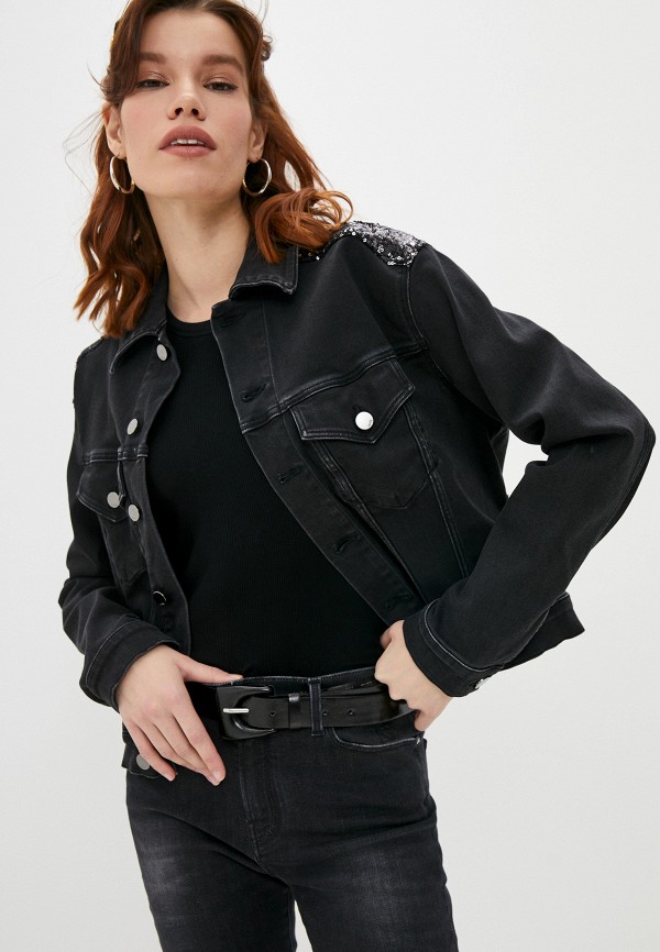 женская джинсовые куртка karl lagerfeld denim, черная