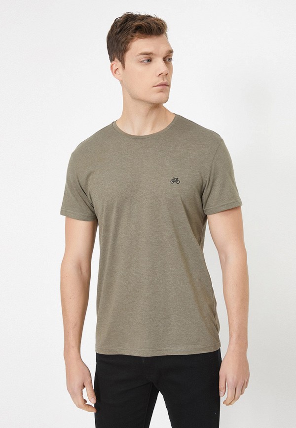 мужская футболка с коротким рукавом koton, хаки