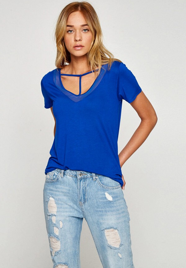 женская футболка koton, синяя