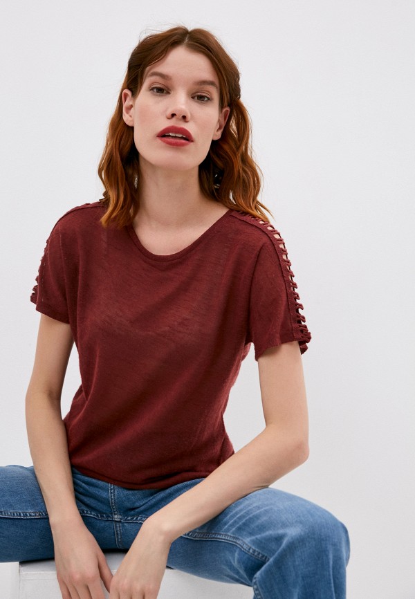 женская футболка koton, бордовая