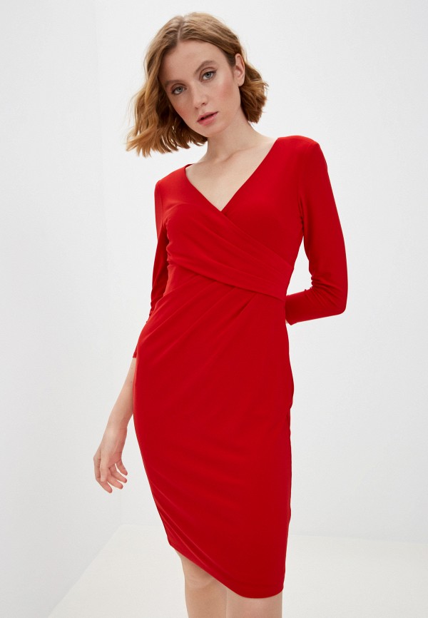 женское платье-футляр lauren ralph lauren, красное