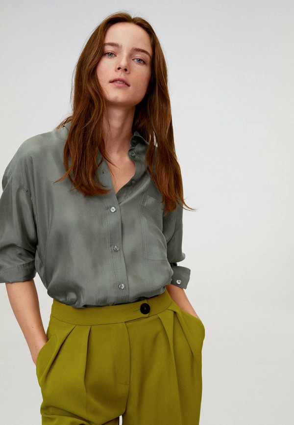 женская блузка mango, зеленая