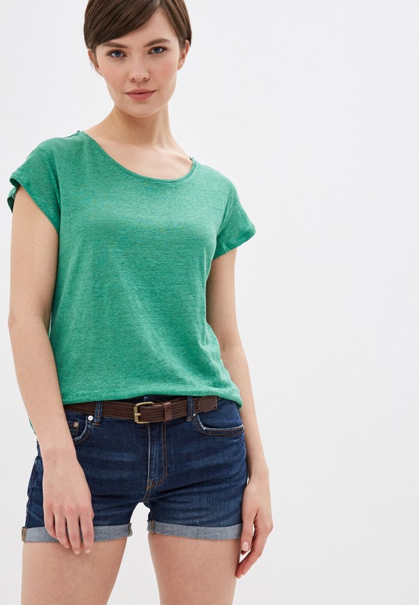 женская футболка mango, зеленая