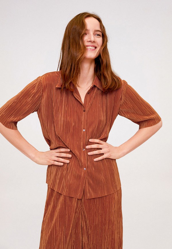 женская блузка mango, коричневая