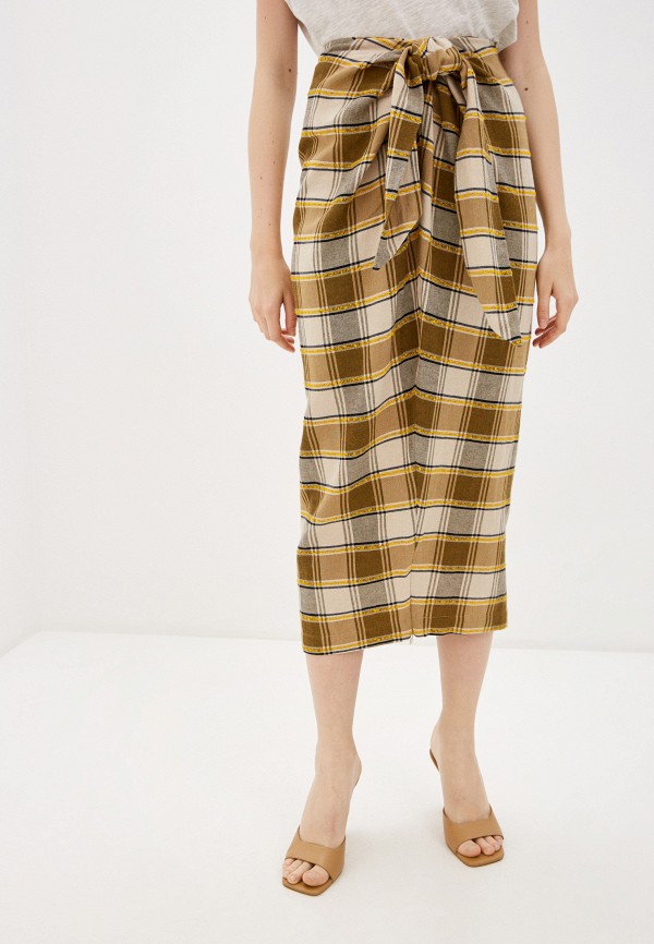 женская прямые юбка mango, коричневая