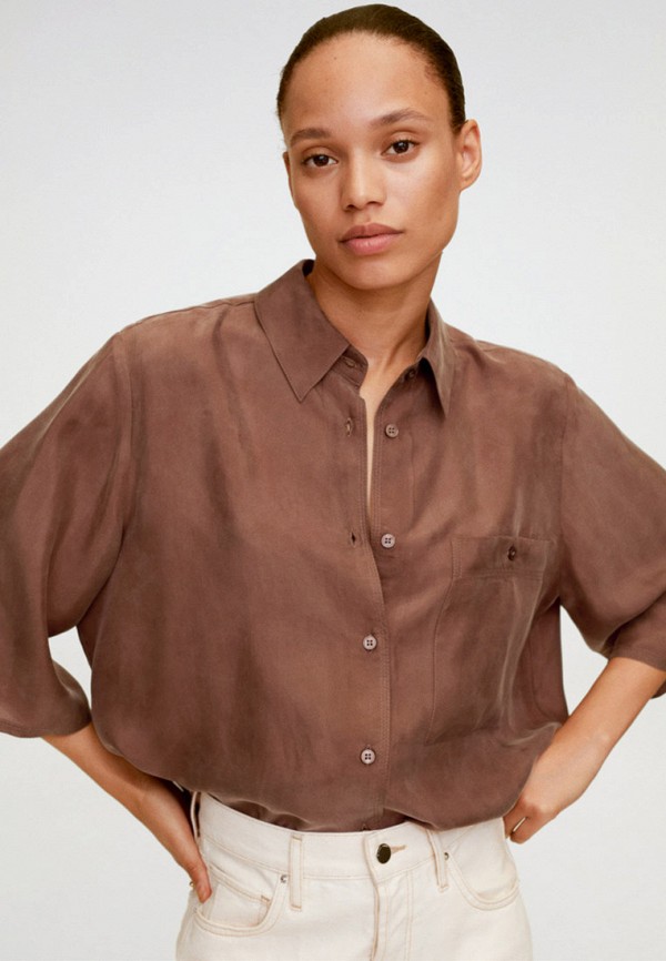 женская блузка mango, коричневая