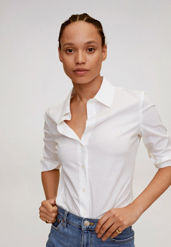 женская рубашка с длинным рукавом mango, белая