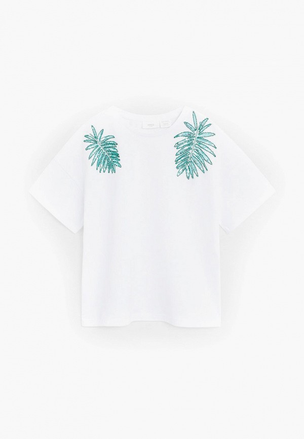 футболка с коротким рукавом mango kids для девочки, белая
